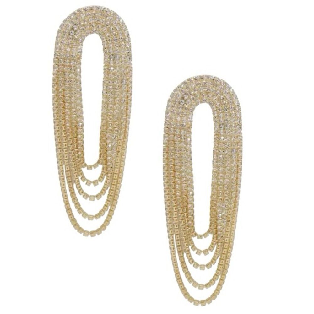 Ettika Crystal Drape Fringe Earrings